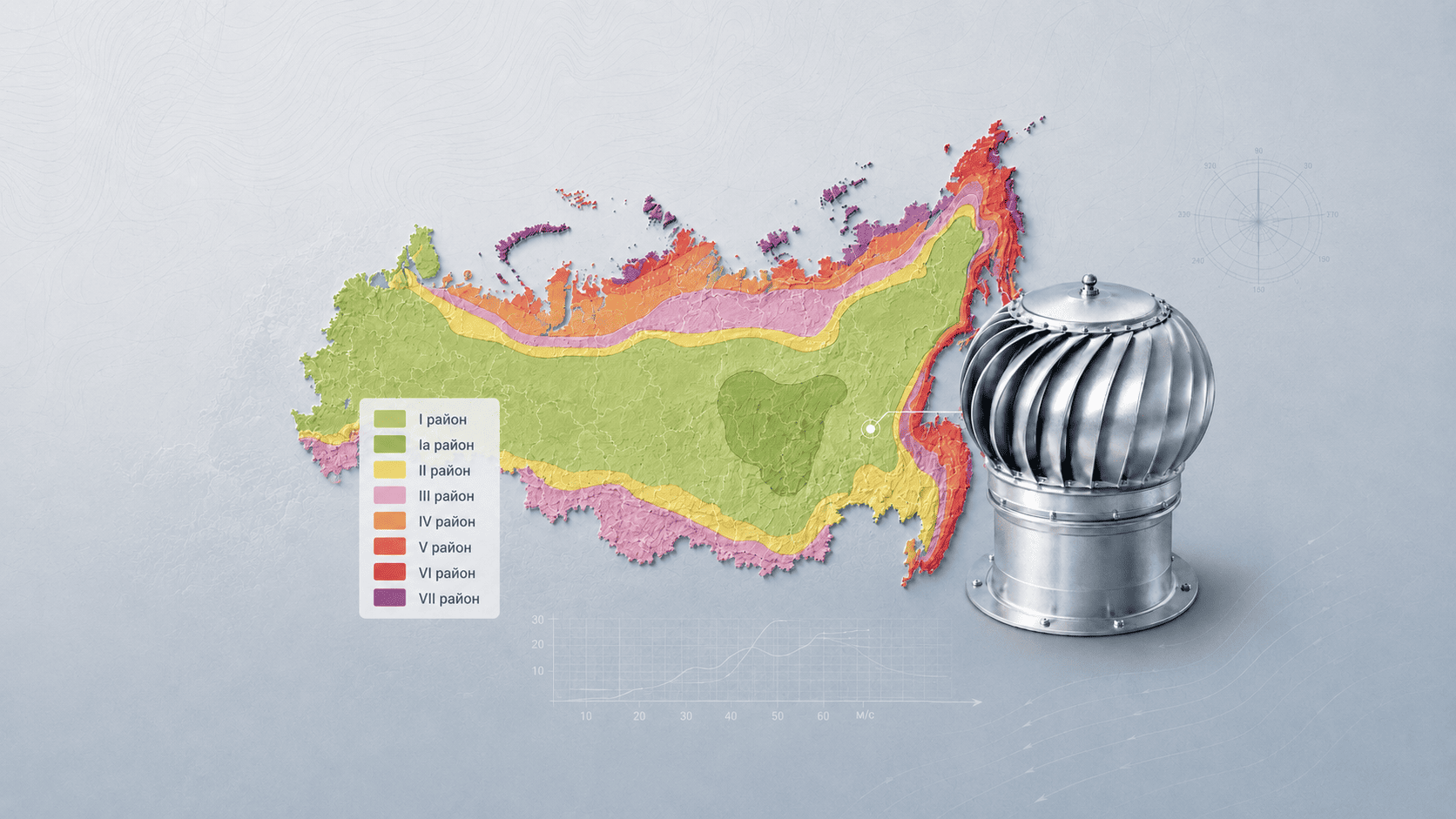 Ветровые зоны России: как подобрать турбодефлектор для своего региона